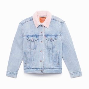 Levi's trucker denim pink sherpa collar jacket